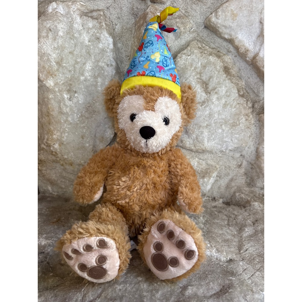 Disney Parks Duffy the Disney Bear Plush 17 in Birthday Party Hat Mickey Mouse